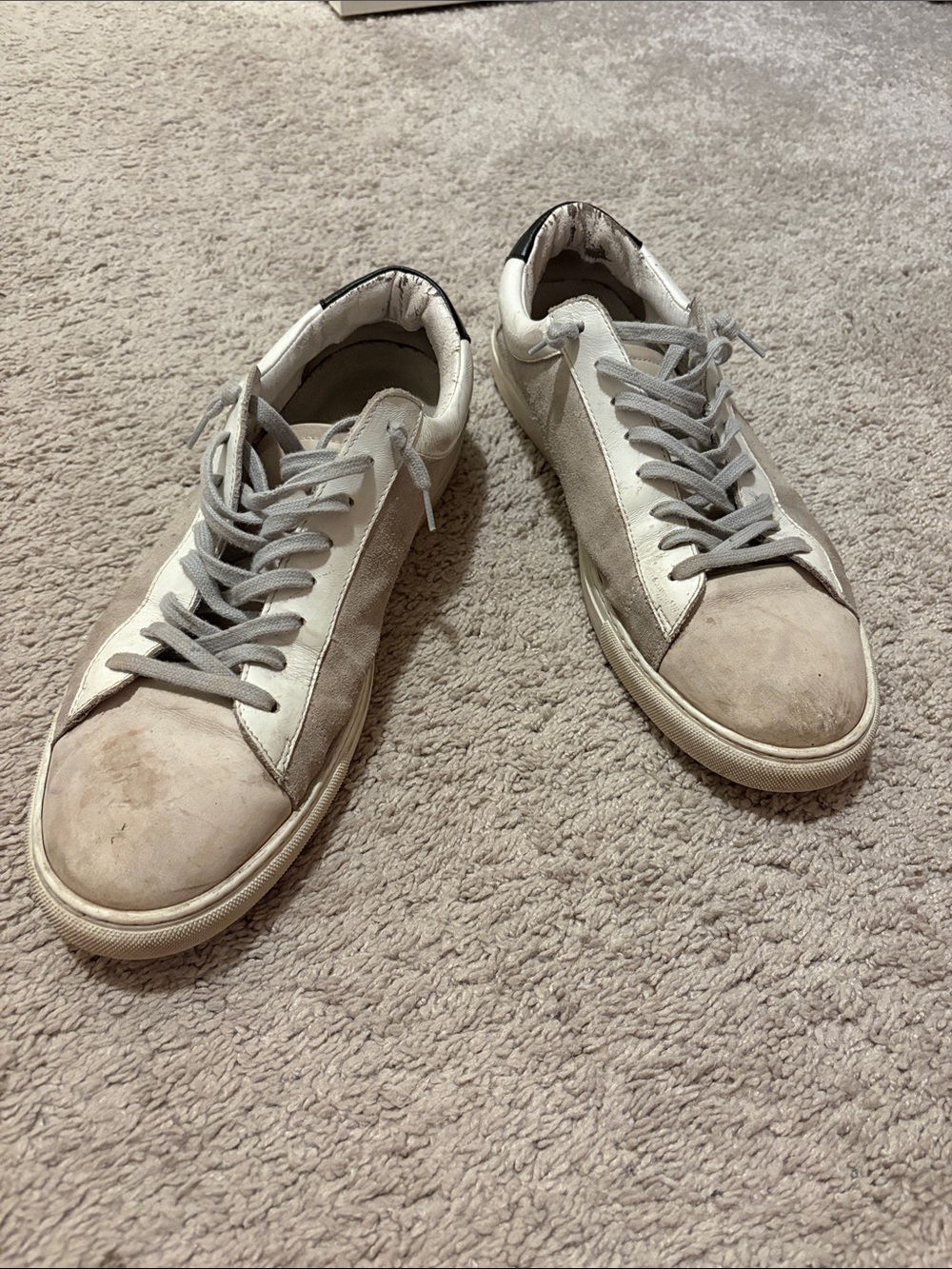 Men's Casual Oliver Cabell Suede & Leather Low-Top Sneakers - Light Gray/Cream